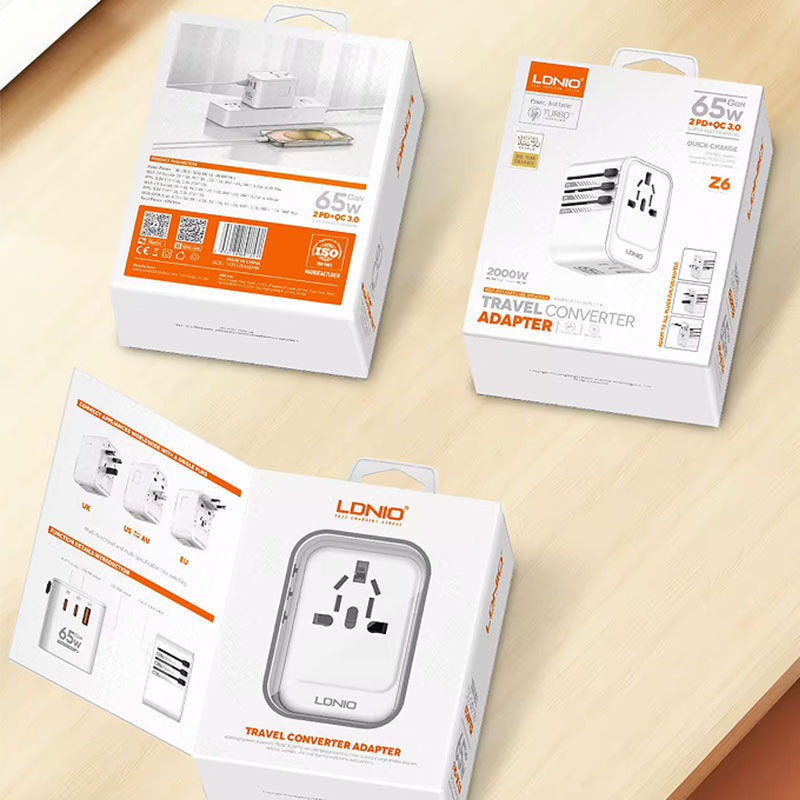 Gallium Nitride PD65W Fast Charging Head Abroad Travel Plug Converter