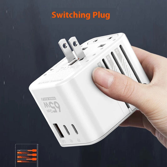 Gallium Nitride PD65W Fast Charging Head Abroad Travel Plug Converter